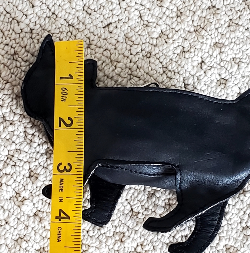 Wilson's Leather Black Leather Cat Figural Shaped Zip Pouch, 8.5", EUC - Picture 13 of 15